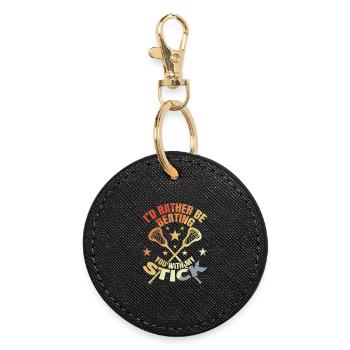 Funny lacrosse joke - Round Keyring - black - Front