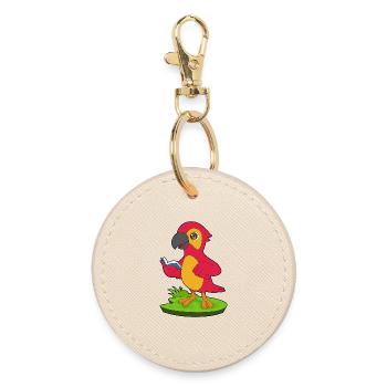Parrot Nerd Book - Round Keyring - oyster - Front