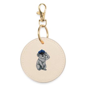 Koala Polizist Polizeimütze Polizei - Runder Schlüsselanhänger - Auster - Vorne