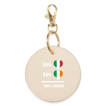Ireland and Italy 100% fantastic flags - Round Keyring - oyster - Front