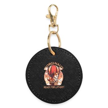 Corginaut in a hot air balloon - Round Keyring - black - Front