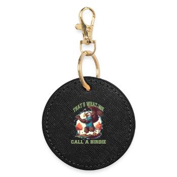 Birdie Adler swings the golf club - Round Keyring - black - Front