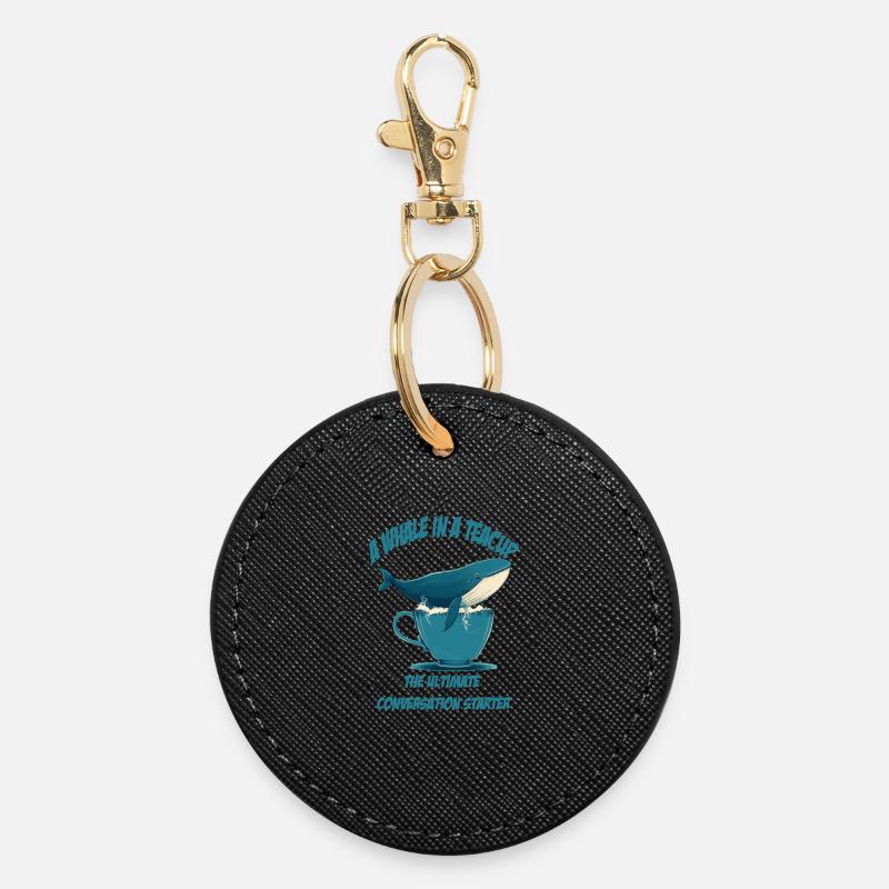 Wal in Teetasse conversation starter - Runder Schlüsselanhänger - Schwarz