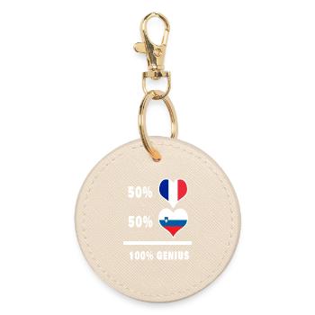 Slowenien und Frankreich 100% tolle Flaggen - Runder Schlüsselanhänger - Auster - Vorne