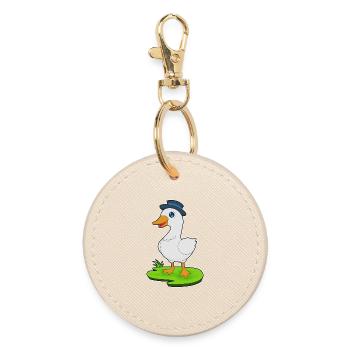 Ente Hut - Runder Schlüsselanhänger - Auster - Vorne