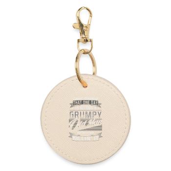Grumpy Old Man Father's Day Grandfather Retiree Gift - Round Keyring - oyster - Front