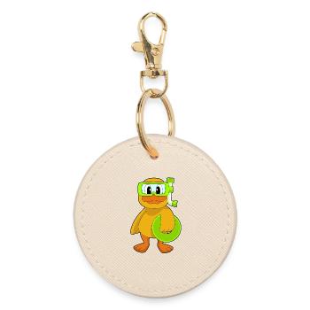 Duck Diver Snorkel Diving - Round Keyring - oyster - Front