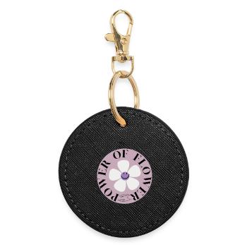 Power of Flower Circle - Round Keyring - black - Front