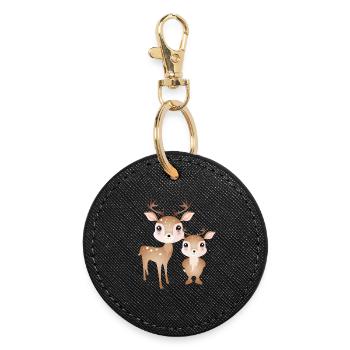 two cute deer - favourite motif for two - Round Keyring - black - Front