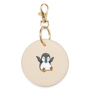 Pinguin Baby Schnuller - Runder Schlüsselanhänger - Auster - Vorne