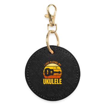 Dicton de motivation pour ukulélé - Porte-clés rond - noir - Devant