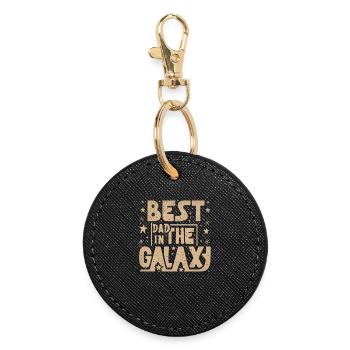 Bester Papa Galaxy - Runder Schlüsselanhänger - Schwarz - Vorne