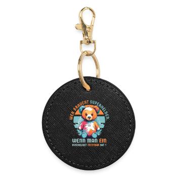 Cuddly Teddy Bear - Round Keyring - black - Front