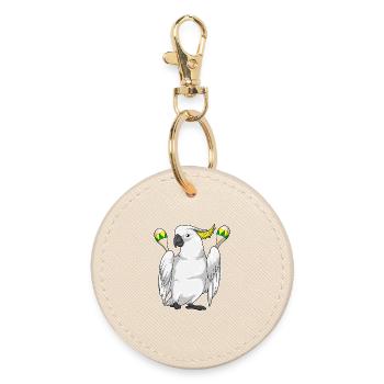 Parrot Musician Rattle Music - Round Keyring - oyster - Front