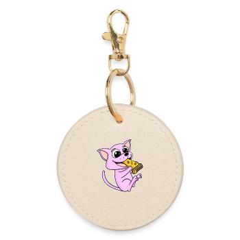 Sphynx Cat Pizza - Round Keyring - oyster - Front