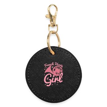 Fille de cor français - Porte-clés rond - noir - Devant