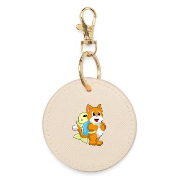 Cat Student Backpack School - Round Keyring - oyster - Front