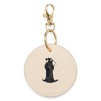 Grim Reaper Halloween Coffee - Round Keyring - oyster - Front