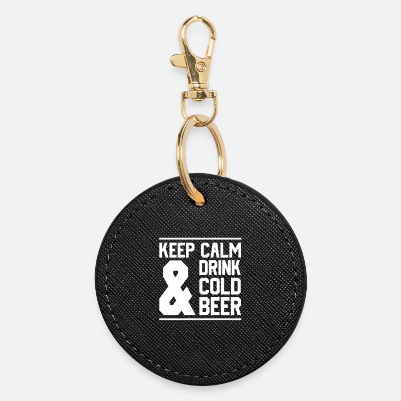 Keep Calm and Drink Cold Beer - Round Keyring - black