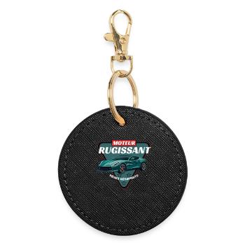 Moteur Rugissant Car - Porte-clés rond - noir - Devant