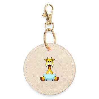 Ordinateur portable girafe - Porte-clés rond - huître - Devant