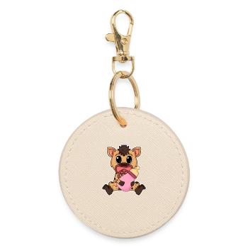 Baby Hyena Motif - Round Keyring - oyster - Front