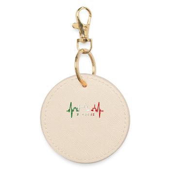 Florence Skyline Italy Heartbeat I Love Firenze - Round Keyring - oyster - Front