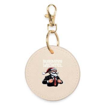 Business Gnome Christmas Gnome - Round Keyring - oyster - Front