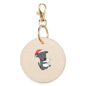 Italian Greyhound Dog Animal Christmas - Round Keyring - oyster - Front