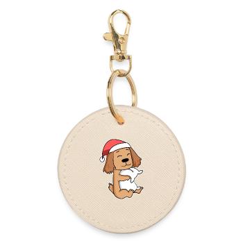 Cocker Spaniel Dog Animal Christmas - Round Keyring - oyster - Front