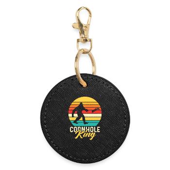 Cornhole King Sasquatch Bags Toss Game - Round Keyring - black - Front