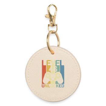 Level 46 Unlocked Funny Video Gamer 46Th Birthday - Round Keyring - oyster - Front