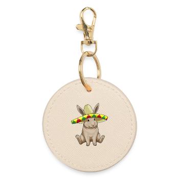 Hase Sombrero - Runder Schlüsselanhänger - Auster - Vorne