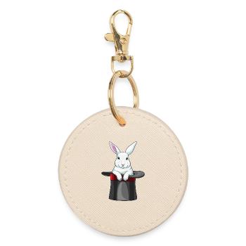 Hase Zauberer Zylinder - Runder Schlüsselanhänger - Auster - Vorne