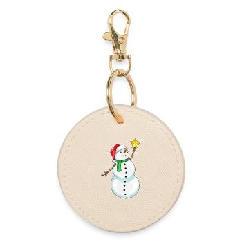 Poinsettia de Noël bonhomme de neige - Porte-clés rond - huître - Devant
