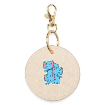 Cute Elephant - Elephant Motif - Round Keyring - oyster - Front