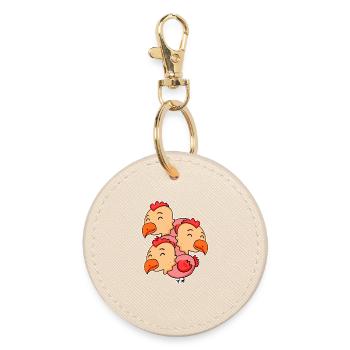 Cute Chickens - Chicken Motif - Round Keyring - oyster - Front
