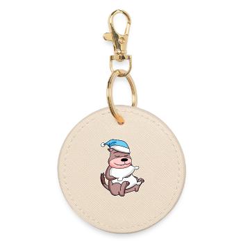 Belette avec oreiller et bonnet de somnolence - Porte-clés rond - huître - Devant