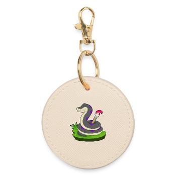 Snake Painter Brush Paint - Round Keyring - oyster - Front