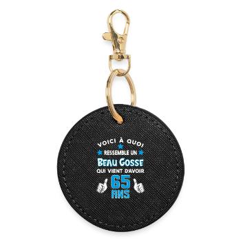 65 ans anniversaire homme cadeau drôle humour - Porte-clés rond - noir - Devant