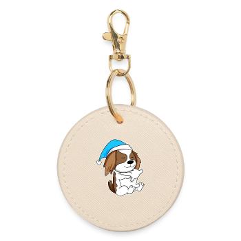 Cavalier King Charles Spaniel Sleeping Fatigue - Round Keyring - oyster - Front
