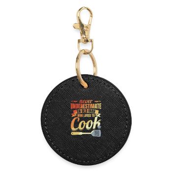 Ne sous-estimez jamais un vieux chef - Porte-clés rond - noir - Devant
