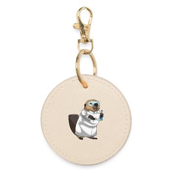 Beaver Chemistry Teacher School - Round Keyring - oyster - Front