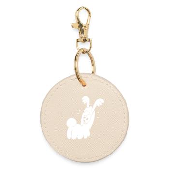 Funny White Dog - Round Keyring - oyster - Front