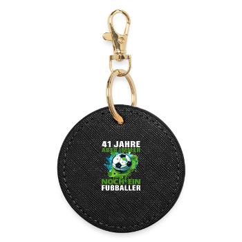 Fußballer Fußballspieler 41 Geburtstag Spruch - Runder Schlüsselanhänger - Schwarz - Vorne