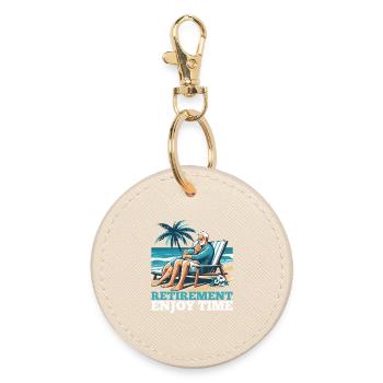 Retirement Retirement Time Enjoy Gift - Round Keyring - oyster - Front