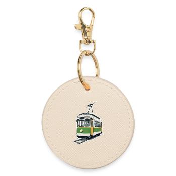 Straßenbahn Tram Bahn - Runder Schlüsselanhänger - Auster - Vorne