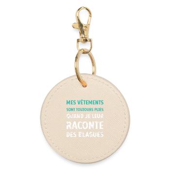 Vêtements pliés blagues citation drôles humour - Porte-clés rond - huître - Devant