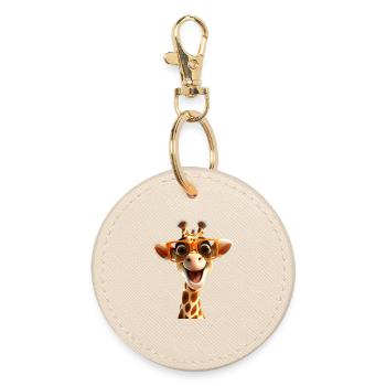 Giraffe, Wilderness, Safari, Africa, Wild Cute Giraffes - Round Keyring - oyster - Front