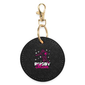 Rugby Mom - Round Keyring - black - Front